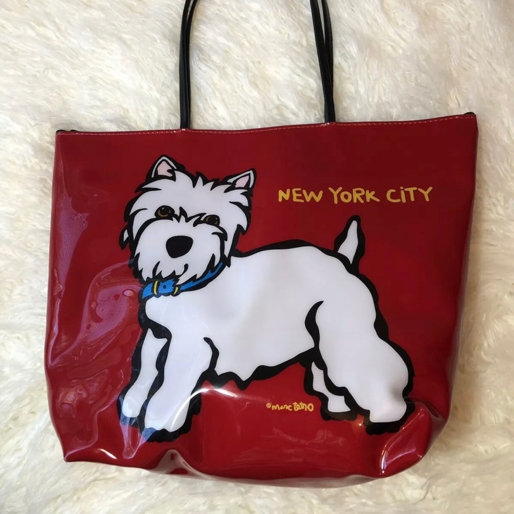 MARC TETRO RED NEW YORK CITY WESTIE DOG TOTE